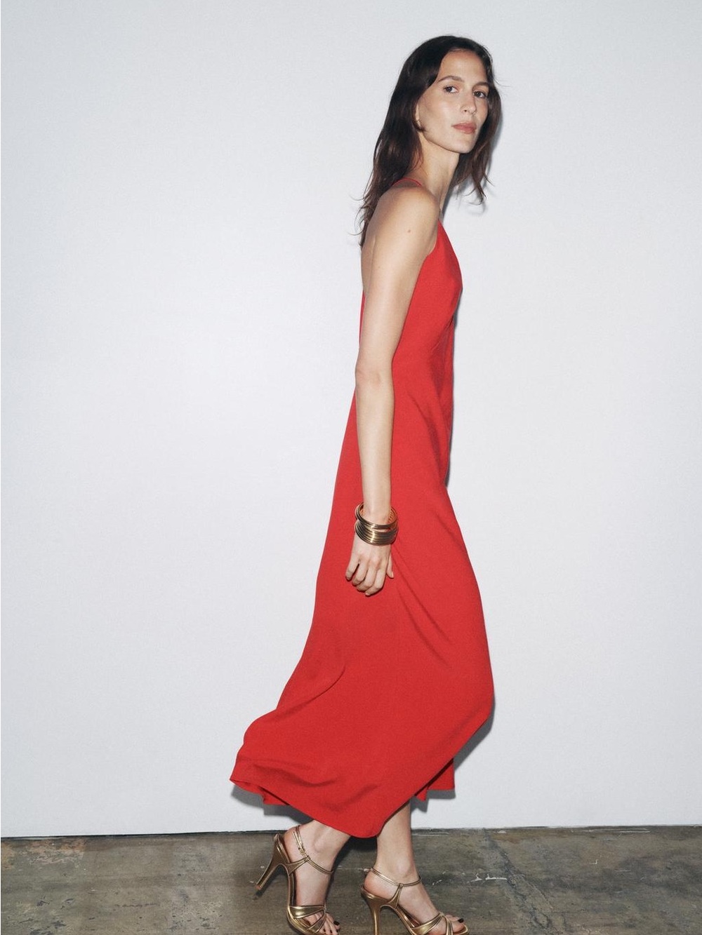 Zara NWT ZW COLLECTION Camisole Maxi Slip Red Dress Spaghetti Strap Quiet Luxury - Picture 8 of 16